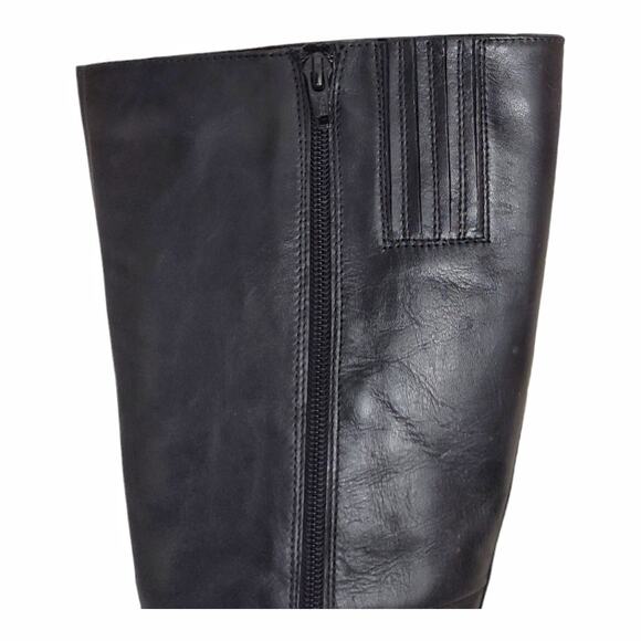 JOMET D Knee High Black Leather Boots US Sz 8.5 Stretch Calf Opening EU Size 39 - Picture 8 of 16